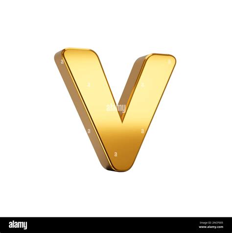 A 3D Illustration Of A Golden Letter V On A White Background Stock A 3D Illustration Of A Golden Letter V On A White Background Stock