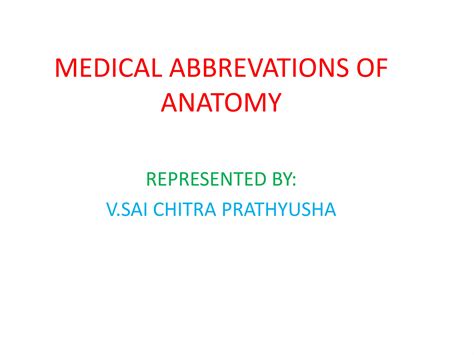 A Z Medical Abbrevations Of Anatomy Ppt