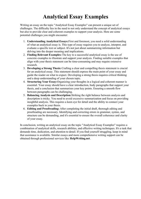 Analytical Essay Example