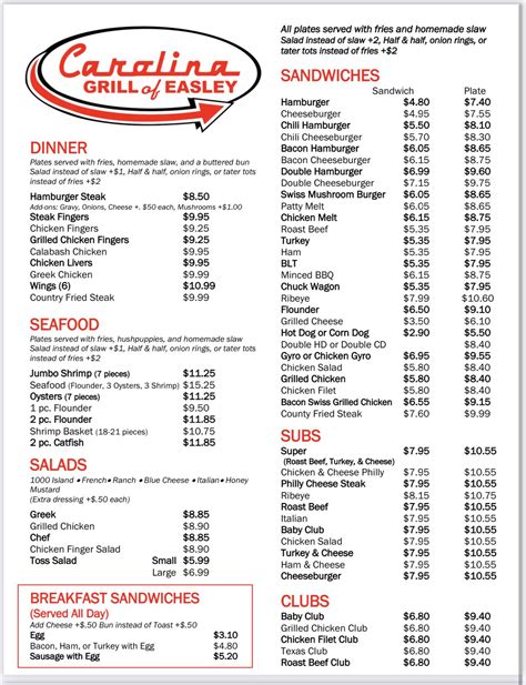 Carolina Grill Menu: Complete Guide to Dishes and Prices