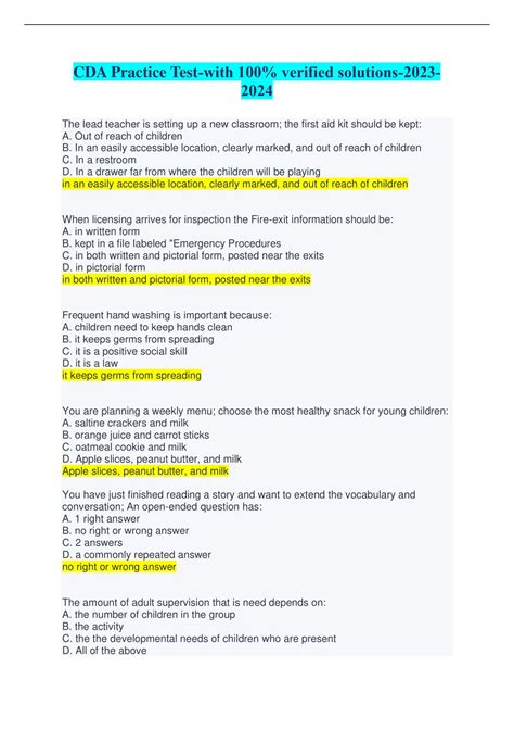 Cda Exam Practice Test