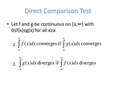 Direct Comparison Test Integrals Direct Comparison Test Integrals