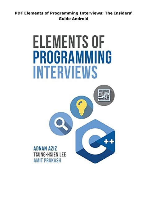 Elements Of Programming Interviews The Insiders Guide Phpfecol Elements Of Programming Interviews The Insiders Guide Phpfecol