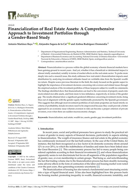 Financialization Of Real Estate Assets A Comprehensive Approach To Investment Portfolios Through A Gender Based Study Financialization Of Real Estate Assets A Comprehensive Approach To Investment Portfolios Through A Gender Based Study