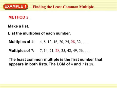 Finding Least Common Multiple Using The List Method Chilimath