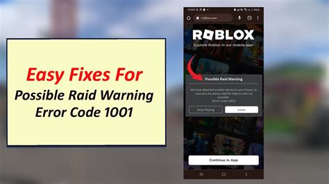 Fixing Roblox Possible Raid Warning Error Code 1001 The Hidden