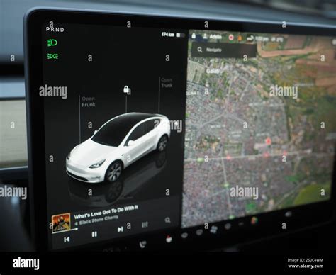 Galati Romania December 26 2024 Tesla Model Y Display With Focus Galati Romania December 26 2024 Tesla Model Y Display With Focus