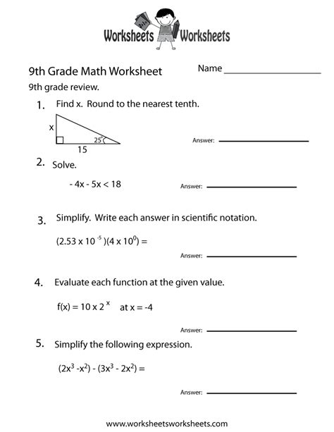 Grade 9 Math Worksheet