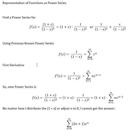 Help On Power Series Representation Of X 1 1 X 2 R Calculus