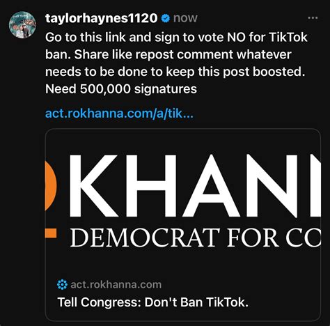 Join the Fight: Support https://act.rokhanna.com/a/tiktokbanpetition to Block TikTok Now