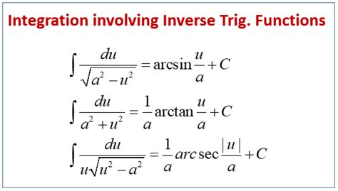 Integration Using Inverse Trigonometric Functions Examples Solutions Videos