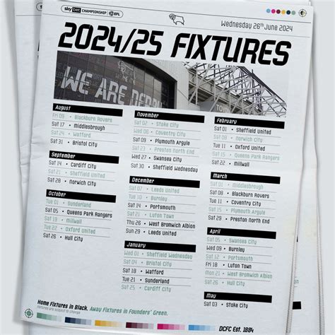 Key 2024 25 Championship Fixtures For Derby County Including First And Key 2024 25 Championship Fixtures For Derby County Including First And