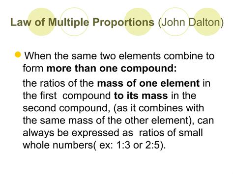 Law Of Multiple Proportions And Law Of Definite Proportions Ppt
