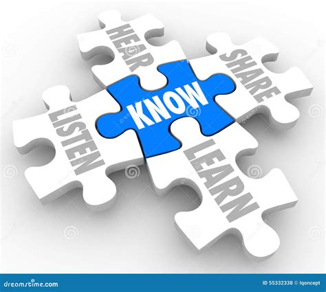 Listen Hear Share Learn Know Puzzle Pieces Understanding Stock