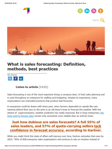 Mastering Sales Forecasting Definitive Guide Methods Amp More Pdf