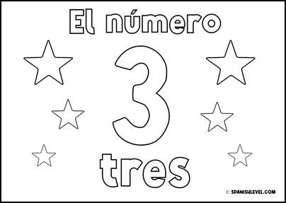 Number Three In Spanish Coloring Page Spanish Level
