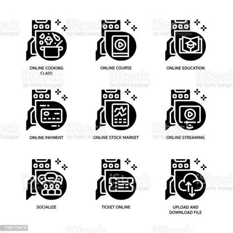 Online Activities Icons Set Stock Illustration Download Image Now