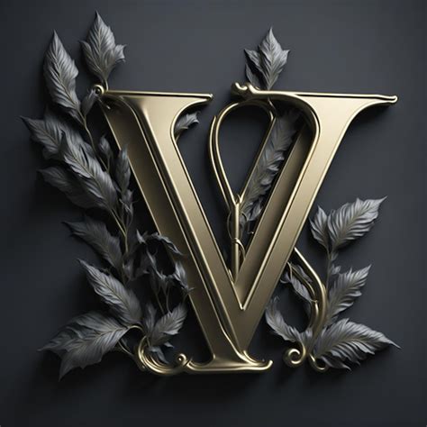 Premium Photo A Gold And Silver Decorative Letter V With Leaves Premium Photo A Gold And Silver Decorative Letter V With Leaves