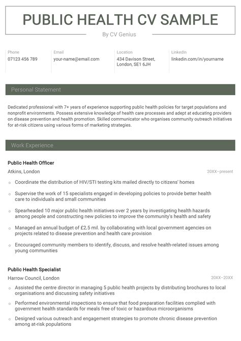 Public Health Cv Example Template Amp 16 Essential Skills Public Health Cv Example Template Amp 16 Essential Skills