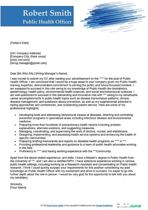 Public Health Officer Cover Letter Examples Qwikresume Public Health Officer Cover Letter Examples Qwikresume