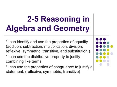 Reasoning In Algebra And Geometry Ppt Download