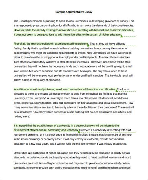 Sample Argumentative Essay Sample Argumentative Essay