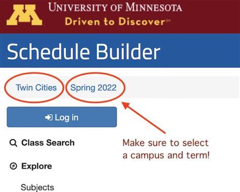Schedule Builder Umn