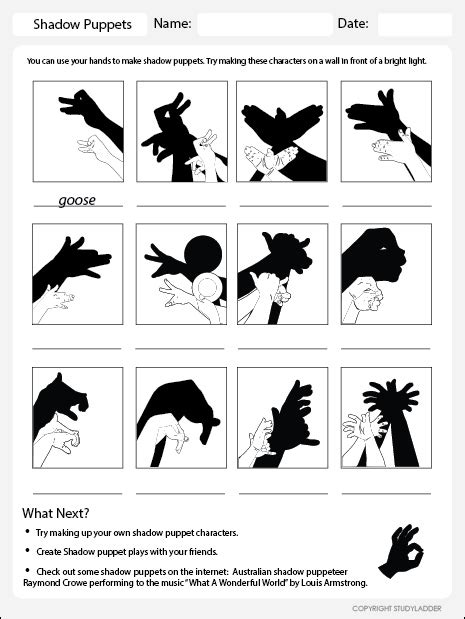 Shadow Hands Worksheet Studyladder Interactive Learning Games