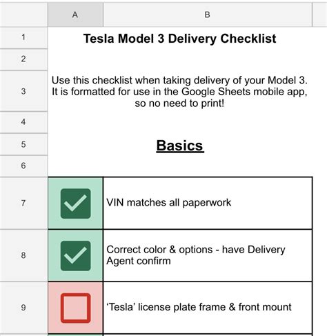 Tesla Model 3 Delivery Checklist Essentials