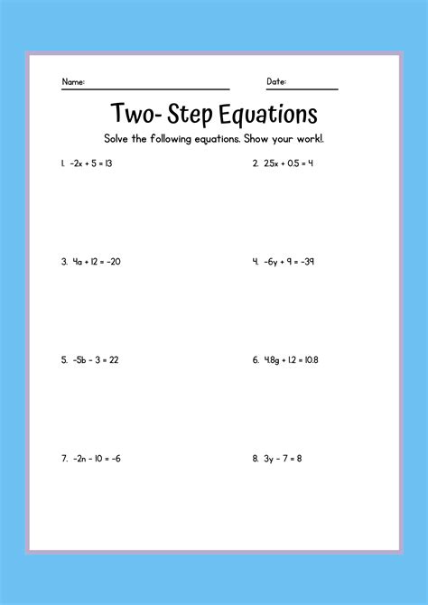 Two Step Equations Equations