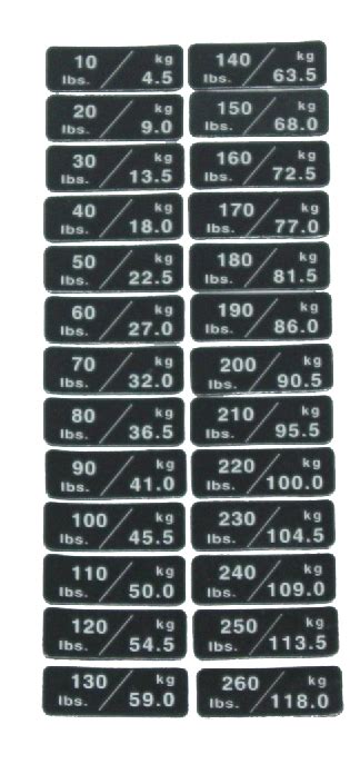 Weight Stack Number Number Set 260 Lbs 10 Lb Increments Weight Stack Number Number Set 260 Lbs 10 Lb Increments